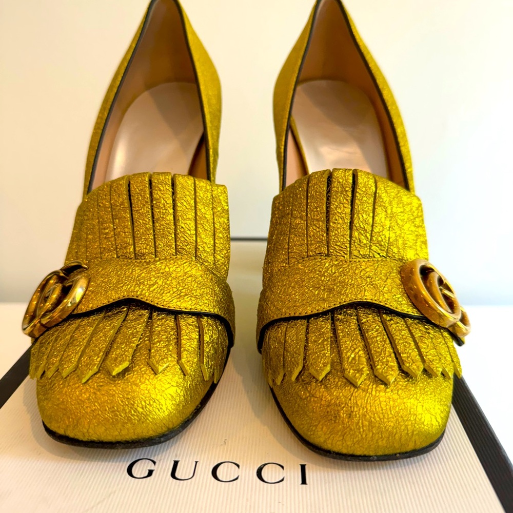 GUCCI Marmont shoes in Gold/Mimosa leather shoes 37.5